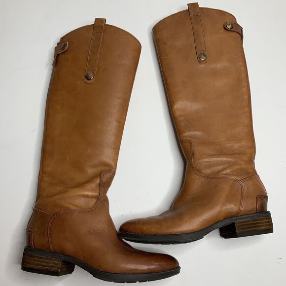 Sam Edelman Penny2 Brown Leather Riding Boots - Picture 1 of 12